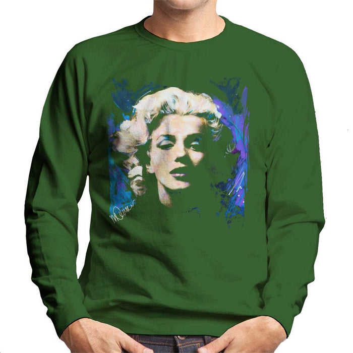 Sidney Maurer Original Portrait Of Marilyn Monroe Short Curls Mens Sweatshirt - Small / Bottle Green - Mens Sweatshirt