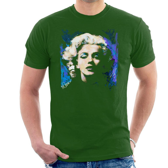 Sidney Maurer Original Portrait Of Marilyn Monroe Short Curls Mens T-Shirt - Small / Bottle Green - Mens T-Shirt