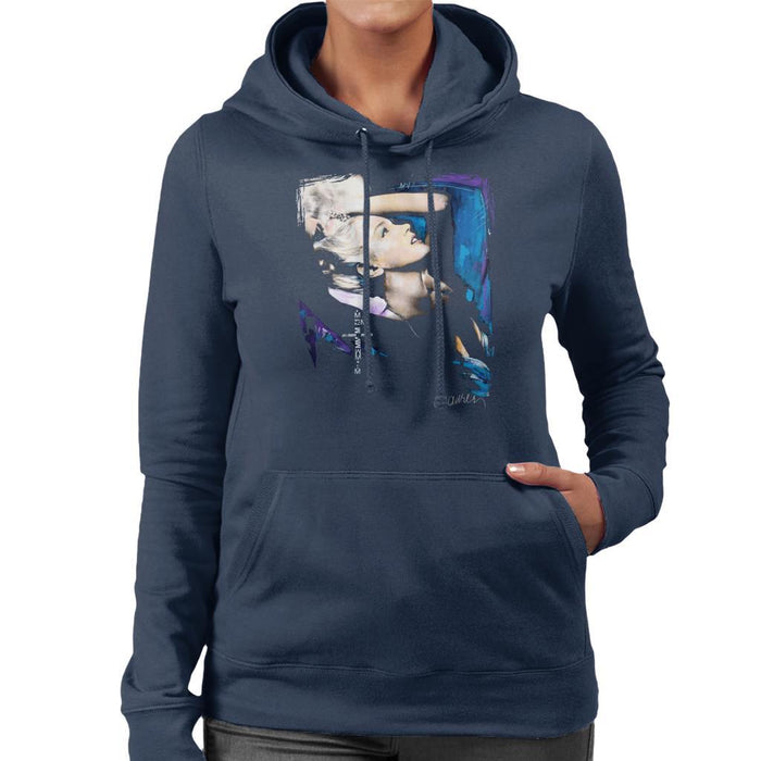 Sidney Maurer Original Portrait Of Marilyn Monroe Pose Womens Hooded Sweatshirt - Small / Navy Blue - Womens Hooded Sweatshirt