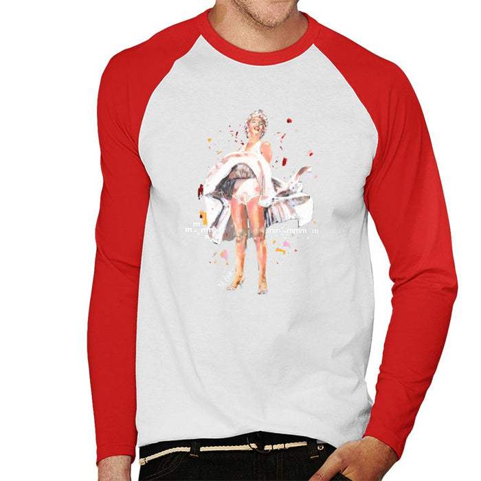 Sidney Maurer Original Portrait Of Marilyn Monroe Skirt Blowing Men's Baseball Long Sleeved T-Shirt