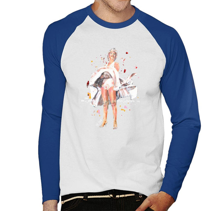 Sidney Maurer Original Portrait Of Marilyn Monroe Skirt Blowing Men's Baseball Long Sleeved T-Shirt