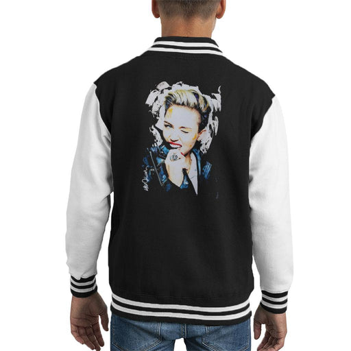 Sidney Maurer Original Portrait Of Miley Cyrus Biting Collar Kids Varsity Jacket - Kids Boys Varsity Jacket