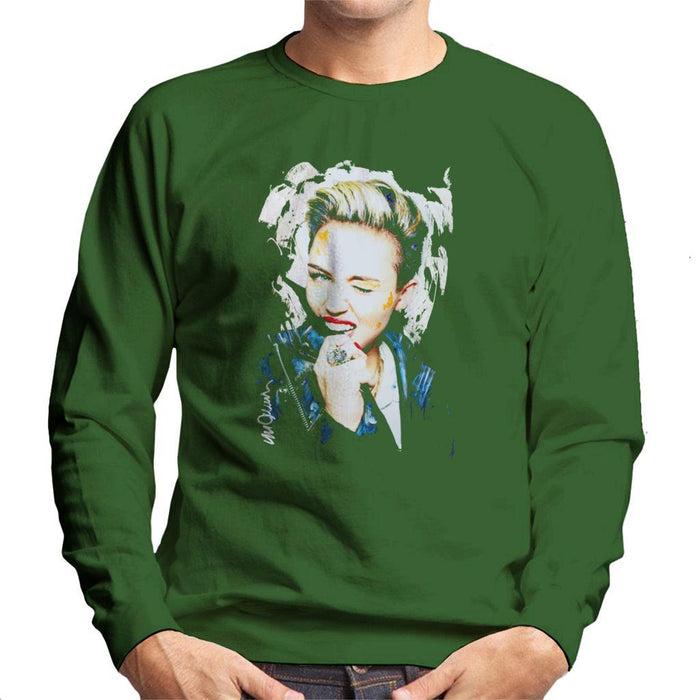 Sidney Maurer Original Portrait Of Miley Cyrus Biting Collar Mens Sweatshirt - Mens Sweatshirt
