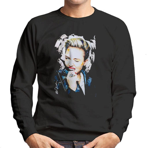 Sidney Maurer Original Portrait Of Miley Cyrus Biting Collar Mens Sweatshirt - Mens Sweatshirt