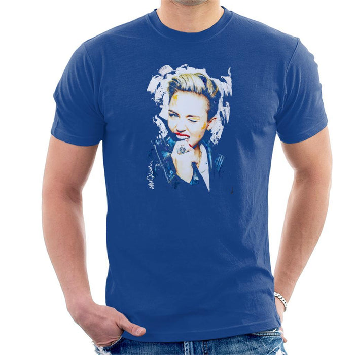 Sidney Maurer Original Portrait Of Miley Cyrus Biting Collar Mens T-Shirt - Mens T-Shirt