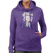 Sidney Maurer Original Portrait Of Miley Cyrus Biting Collar Womens Hooded Sweatshirt - Small / Purple - Womens Hooded Sweatshirt