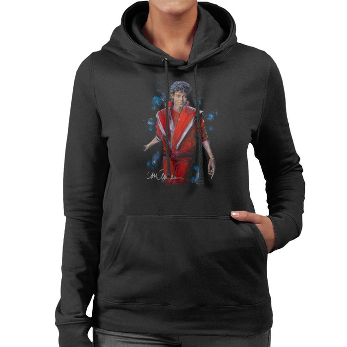 Sidney Maurer Original Portrait Of Michael Jackson Thriller Womens Hooded Sweatshirt - Womens Hooded Sweatshirt