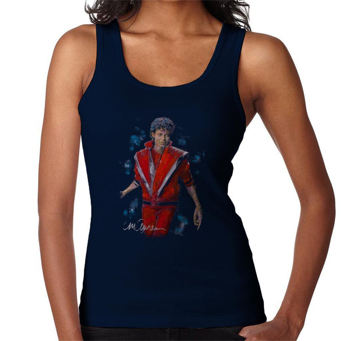 Sidney Maurer Original Portrait Of Michael Jackson Thriller Womens Vest - Small / Navy Blue - Womens Vest