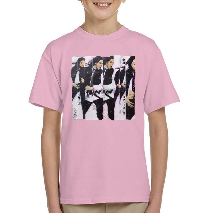 Sidney Maurer Original Portrait Of Michael Jackson 90s Kids T-Shirt - X-Small (3-4 yrs) / Light Pink - Kids Boys T-Shirt