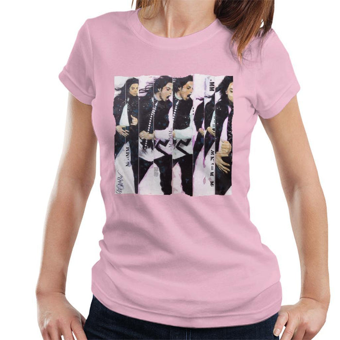 Sidney Maurer Original Portrait Of Michael Jackson 90s Womens T-Shirt - Small / Light Pink - Womens T-Shirt
