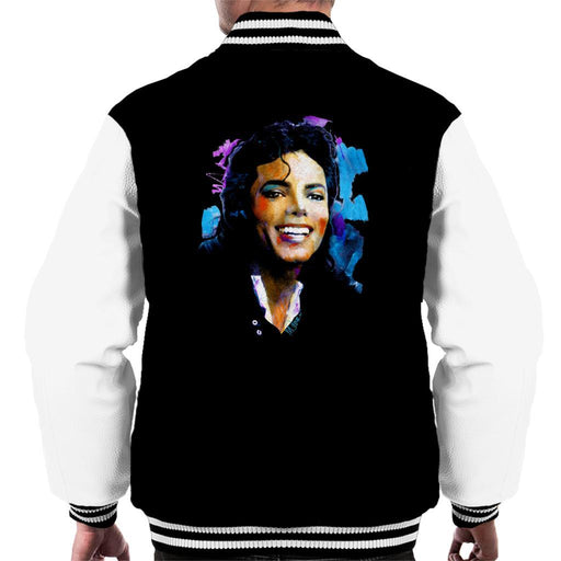 Sidney Maurer Original Portrait Of Michael Jackson Smile Mens Varsity Jacket - Mens Varsity Jacket