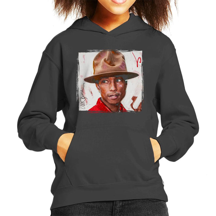 Sidney Maurer Original Portrait Of Pharrel Williams The Hat Kid's Hooded Sweatshirt