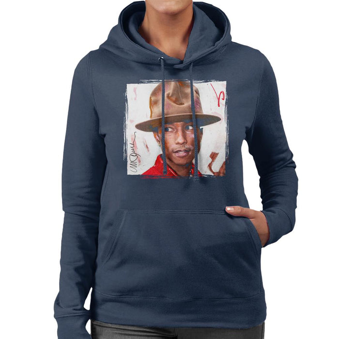 Sidney Maurer Original Portrait Of Pharrel Williams The Hat Women's Hooded Sweatshirt