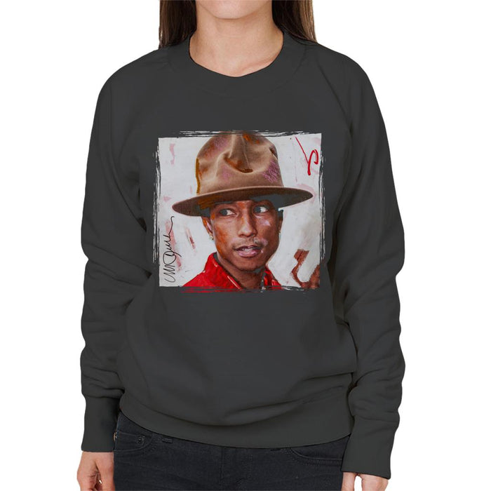Sidney Maurer Original Portrait Of Pharrel Williams The Hat Women's Sweatshirt