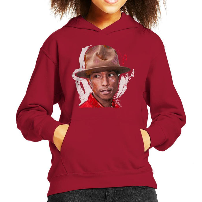 Sidney Maurer Original Portrait Of Pharrel Williams Hat Kids Hooded Sweatshirt - Kids Boys Hooded Sweatshirt