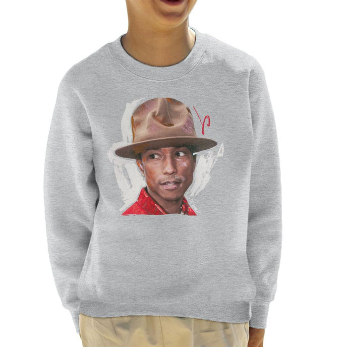 Sidney Maurer Original Portrait Of Pharrel Williams Hat Kids Sweatshirt - Kids Boys Sweatshirt