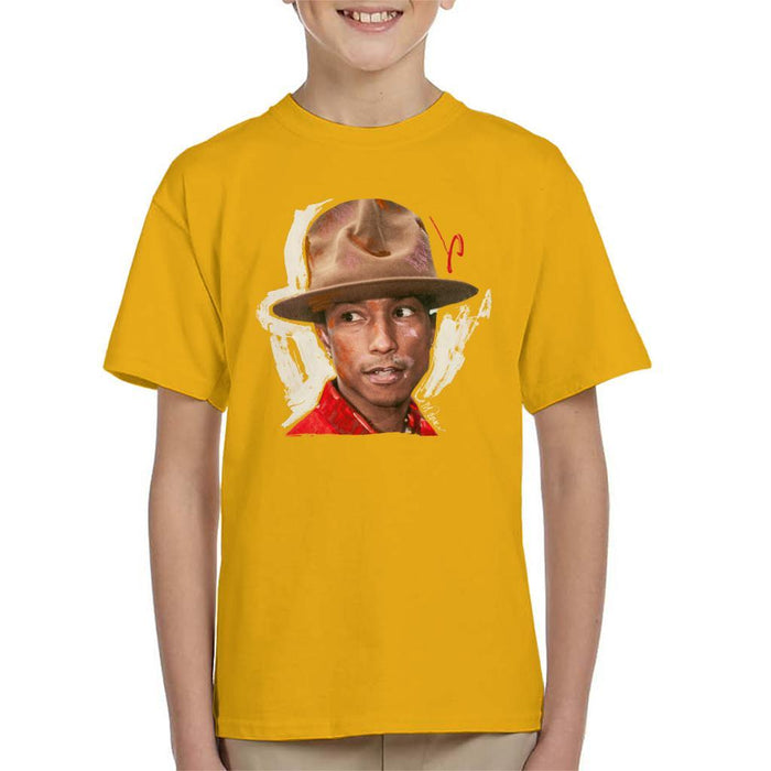Sidney Maurer Original Portrait Of Pharrel Williams Hat Kids T-Shirt - Kids Boys T-Shirt
