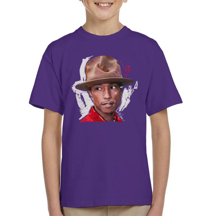 Sidney Maurer Original Portrait Of Pharrel Williams Hat Kids T-Shirt - Kids Boys T-Shirt