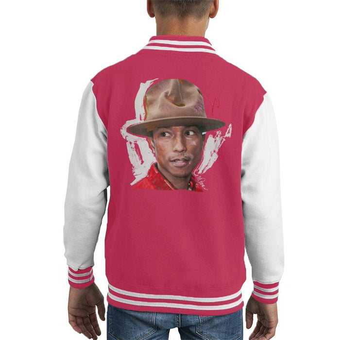 Sidney Maurer Original Portrait Of Pharrel Williams Hat Kids Varsity Jacket - Kids Boys Varsity Jacket