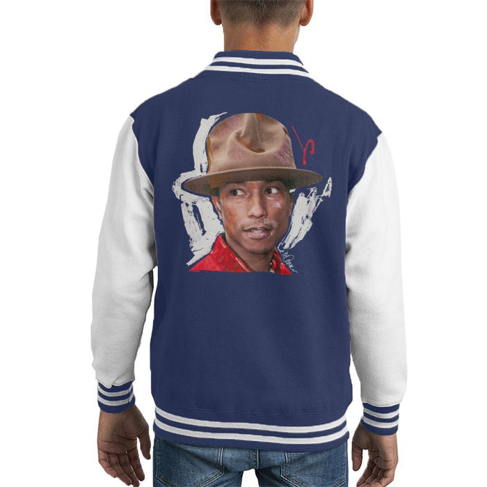 Sidney Maurer Original Portrait Of Pharrel Williams Hat Kids Varsity Jacket - Kids Boys Varsity Jacket