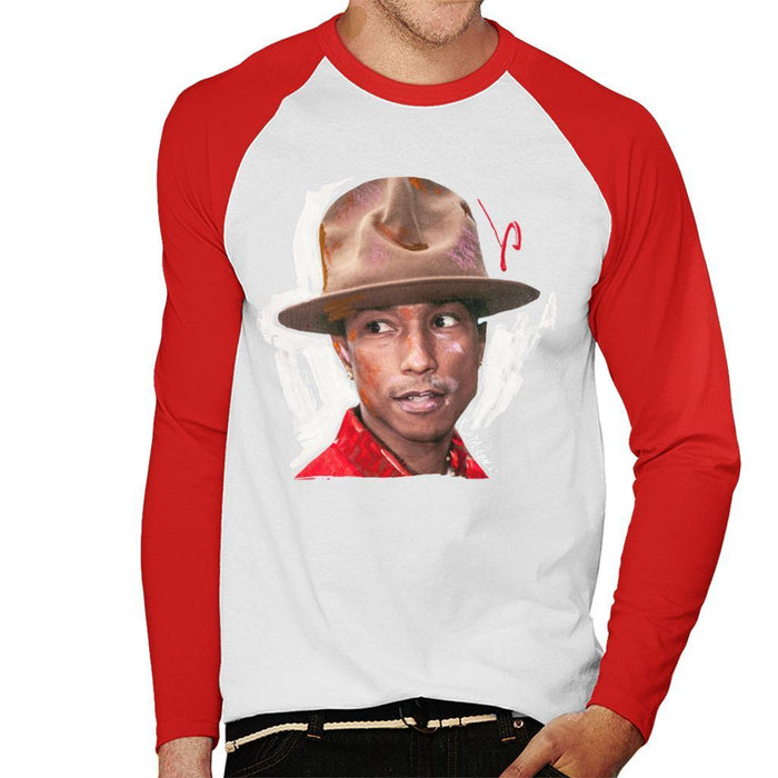Sidney Maurer Original Portrait Of Pharrel Williams Hat Mens Baseball Long Sleeved T-Shirt - Mens Baseball Long Sleeved T-Shirt