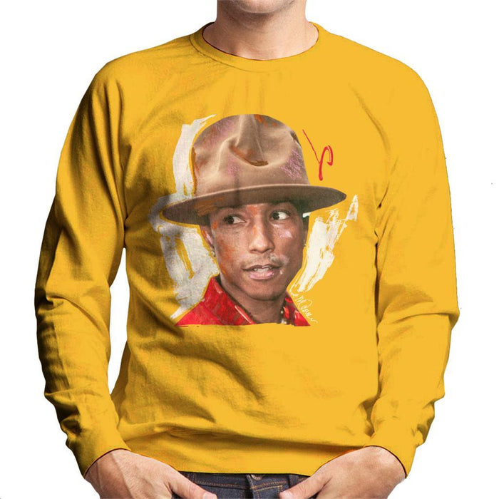 Sidney Maurer Original Portrait Of Pharrel Williams Hat Mens Sweatshirt - Small / Gold - Mens Sweatshirt