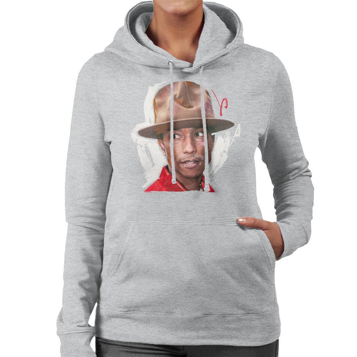 Sidney Maurer Original Portrait Of Pharrel Williams Hat Womens Hooded Sweatshirt - Womens Hooded Sweatshirt