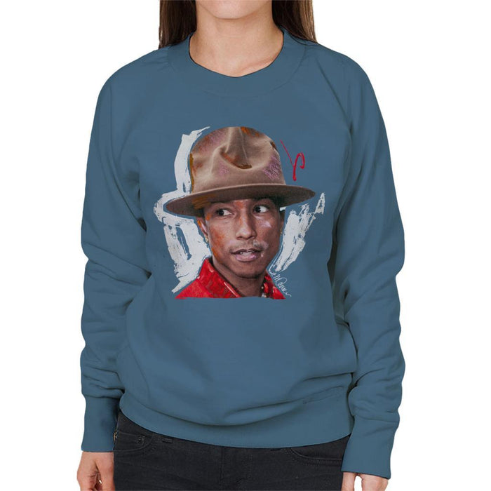 Sidney Maurer Original Portrait Of Pharrel Williams Hat Womens Sweatshirt - Womens Sweatshirt