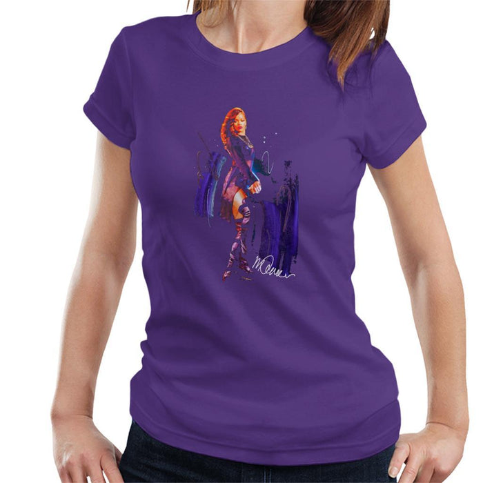Sidney Maurer Original Portrait Of Rihanna Long Boots Womens T-Shirt - Small / Purple - Womens T-Shirt