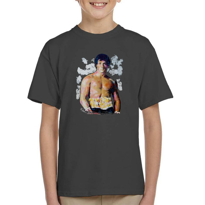 Sidney Maurer Original Portrait Of Sylvester Stallone Belt Kids T-Shirt - Kids Boys T-Shirt