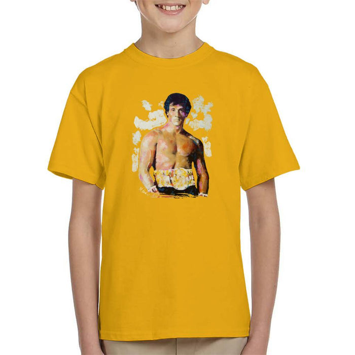Sidney Maurer Original Portrait Of Sylvester Stallone Belt Kids T-Shirt - Kids Boys T-Shirt