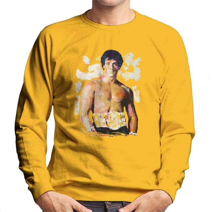 Sidney Maurer Original Portrait Of Sylvester Stallone Belt Mens Sweatshirt - Small / Gold - Mens Sweatshirt