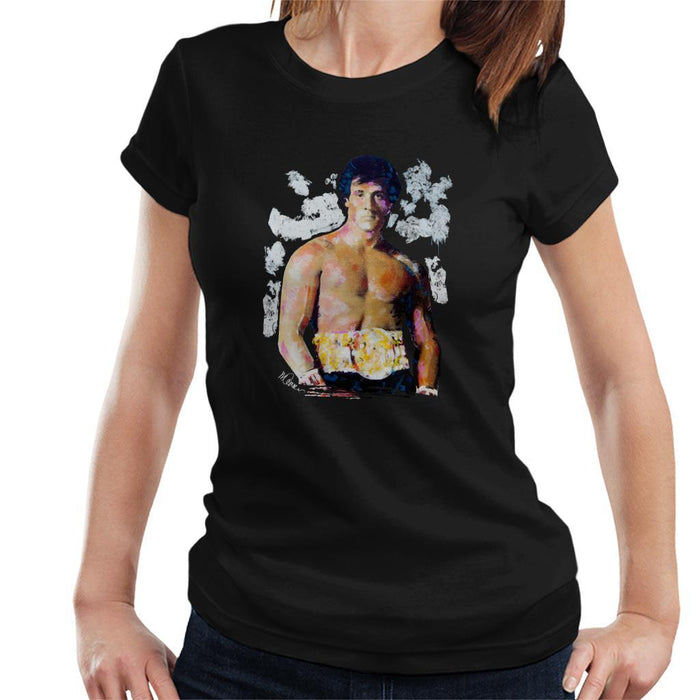 Sidney Maurer Original Portrait Of Sylvester Stallone Belt Womens T-Shirt - Womens T-Shirt