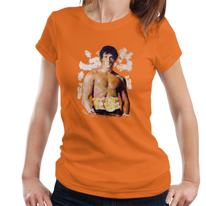 Sidney Maurer Original Portrait Of Sylvester Stallone Belt Womens T-Shirt - Womens T-Shirt
