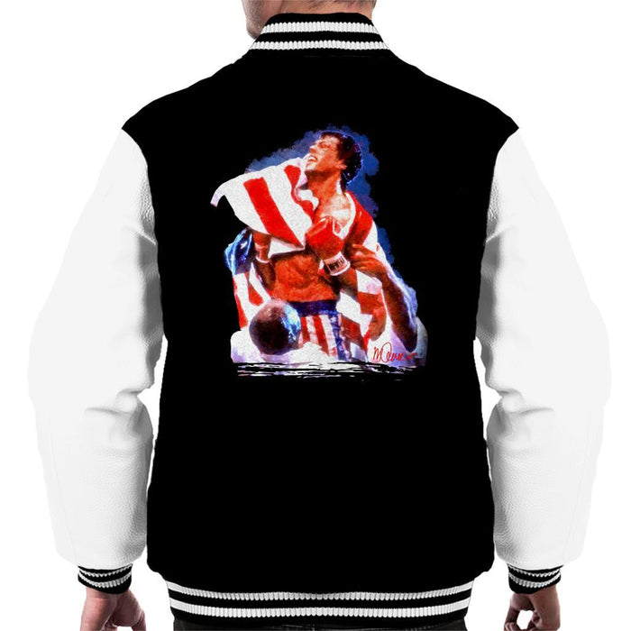 Sidney Maurer Original Portrait Of Sylvester Stallone Rocky IV Mens Varsity Jacket - Mens Varsity Jacket