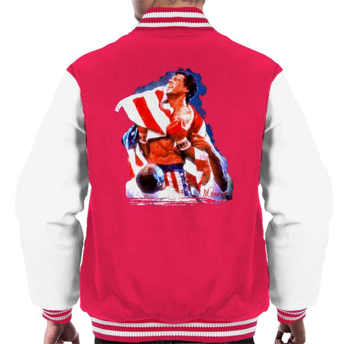 Sidney Maurer Original Portrait Of Sylvester Stallone Rocky IV Mens Varsity Jacket - Mens Varsity Jacket