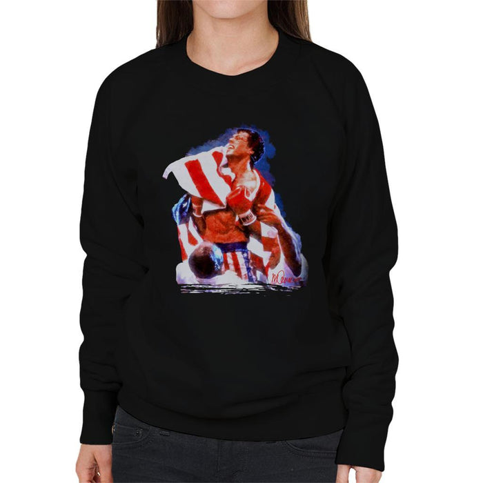Sidney Maurer Original Portrait Of Sylvester Stallone Rocky IV Womens Sweatshirt - Womens Sweatshirt