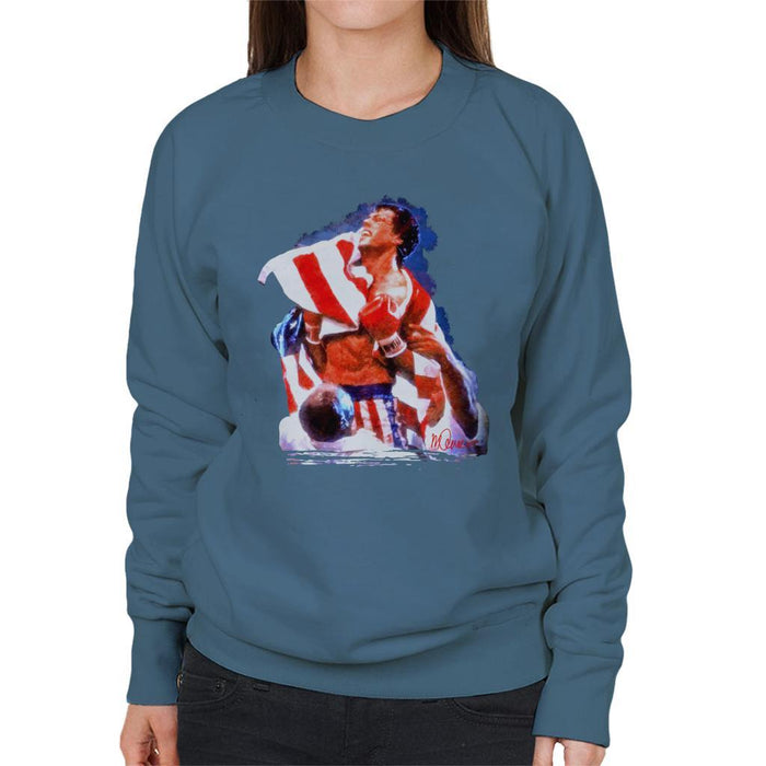 Sidney Maurer Original Portrait Of Sylvester Stallone Rocky IV Womens Sweatshirt - Womens Sweatshirt