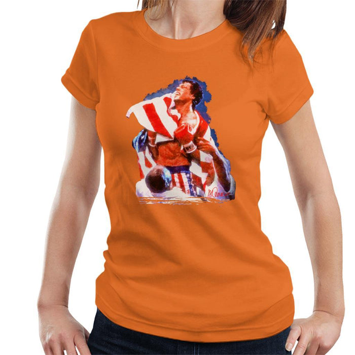 Sidney Maurer Original Portrait Of Sylvester Stallone Rocky IV Womens T-Shirt - Womens T-Shirt