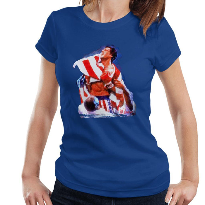 Sidney Maurer Original Portrait Of Sylvester Stallone Rocky IV Womens T-Shirt - Womens T-Shirt