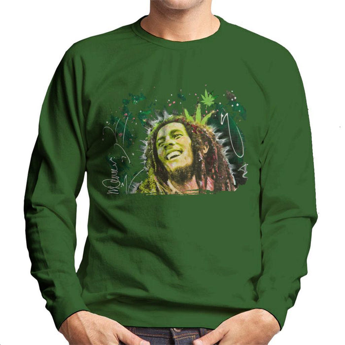 Sidney Maurer Original Portrait Of Bob Marley Smile Mens Sweatshirt - Small / Bottle Green - Mens Sweatshirt