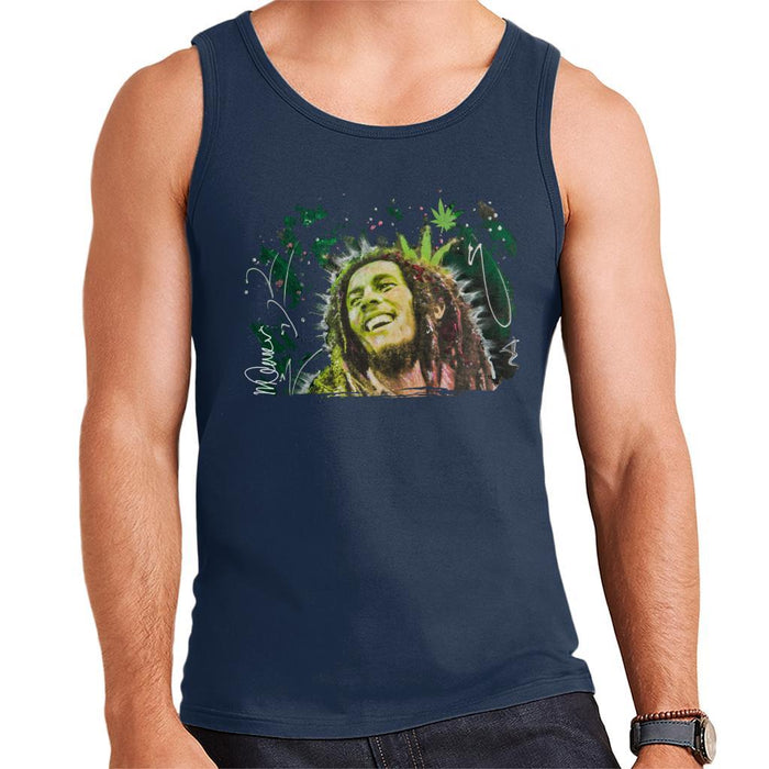 Sidney Maurer Original Portrait Of Bob Marley Smile Mens Vest - Small / Navy Blue - Mens Vest