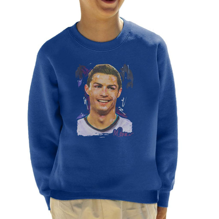 Sidney Maurer Original Portrait Of Cristiano Ronaldo Closeup Kids Sweatshirt - Kids Boys Sweatshirt