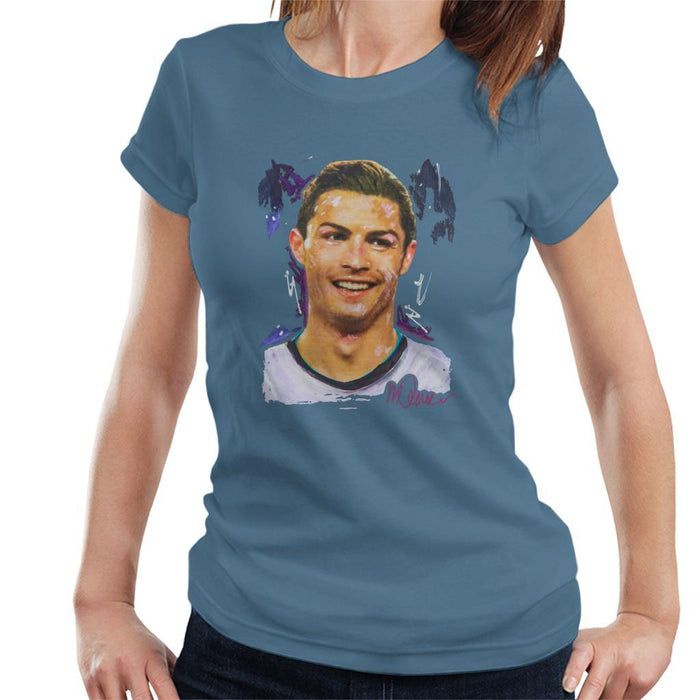 Sidney Maurer Original Portrait Of Cristiano Ronaldo Closeup Womens T-Shirt - Womens T-Shirt