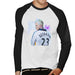 Sidney Maurer Original Portrait Of David Beckham Real Madrid Kit Mens Baseball Long Sleeved T-Shirt - Mens Baseball Long Sleeved T-Shirt