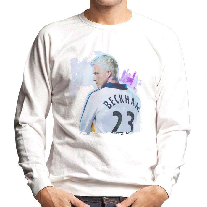 Sidney Maurer Original Portrait Of David Beckham Real Madrid Kit Mens Sweatshirt - Mens Sweatshirt