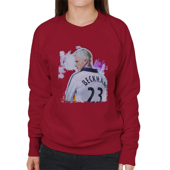 Sidney Maurer Original Portrait Of David Beckham Real Madrid Kit Womens Sweatshirt - Womens Sweatshirt