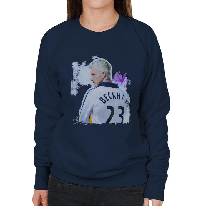 Sidney Maurer Original Portrait Of David Beckham Real Madrid Kit Womens Sweatshirt - Womens Sweatshirt