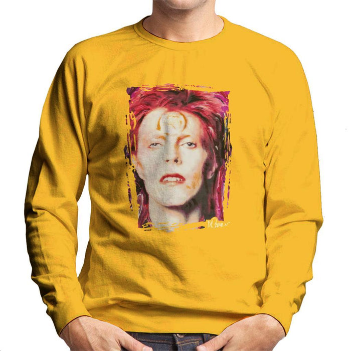 Sidney Maurer Original Portrait Of David Bowie Red Hair Mens Sweatshirt - Small / Gold - Mens Sweatshirt