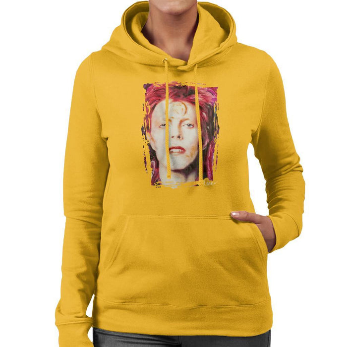 Sidney Maurer Original Portrait Of David Bowie Red Hair Womens Hooded Sweatshirt - Womens Hooded Sweatshirt